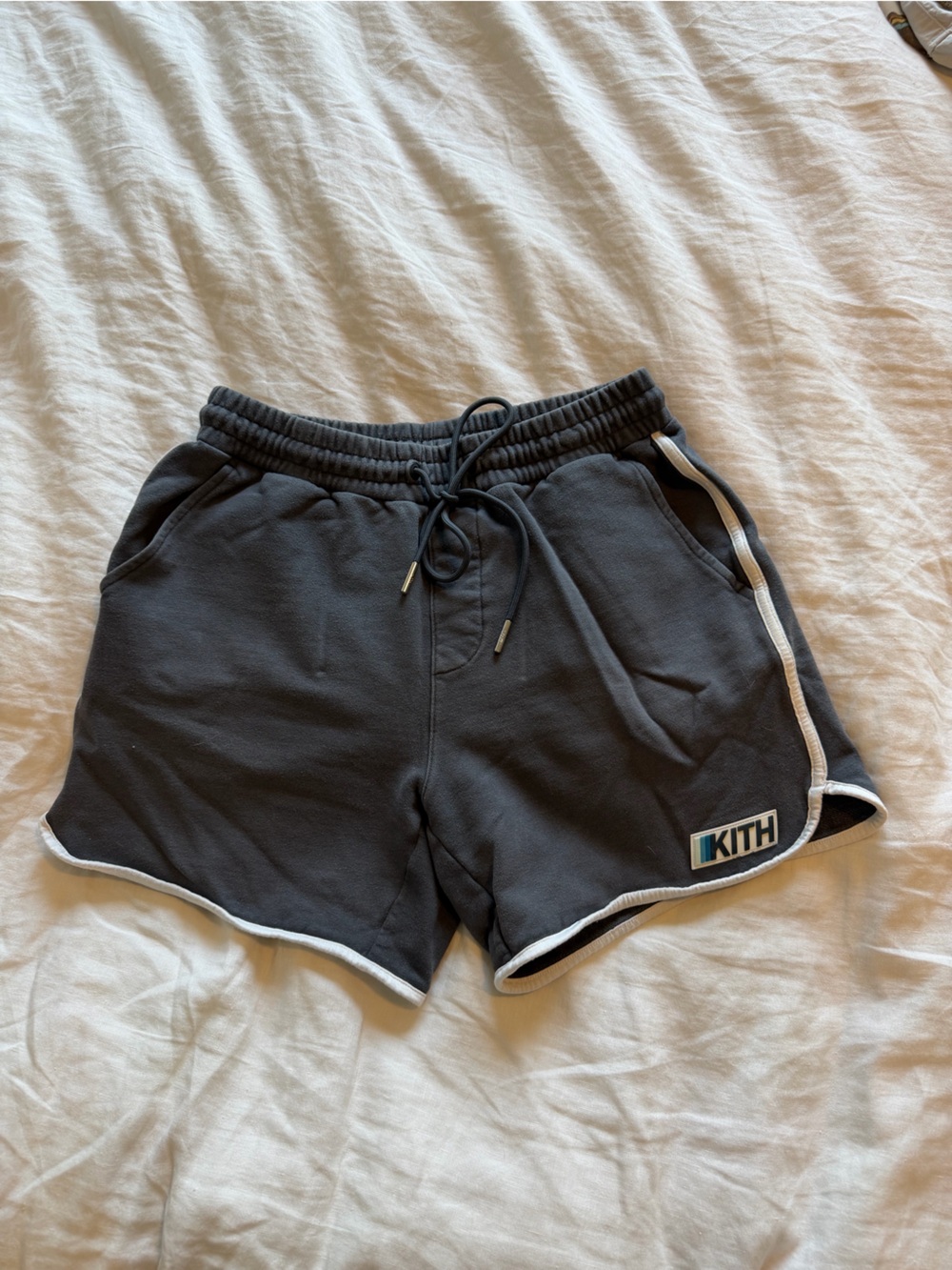 Kith Blue Sweat Shorts with White Trim - 5” Inseam